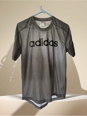 adidas Black and Gray Short-Sleeve Logo Tee
